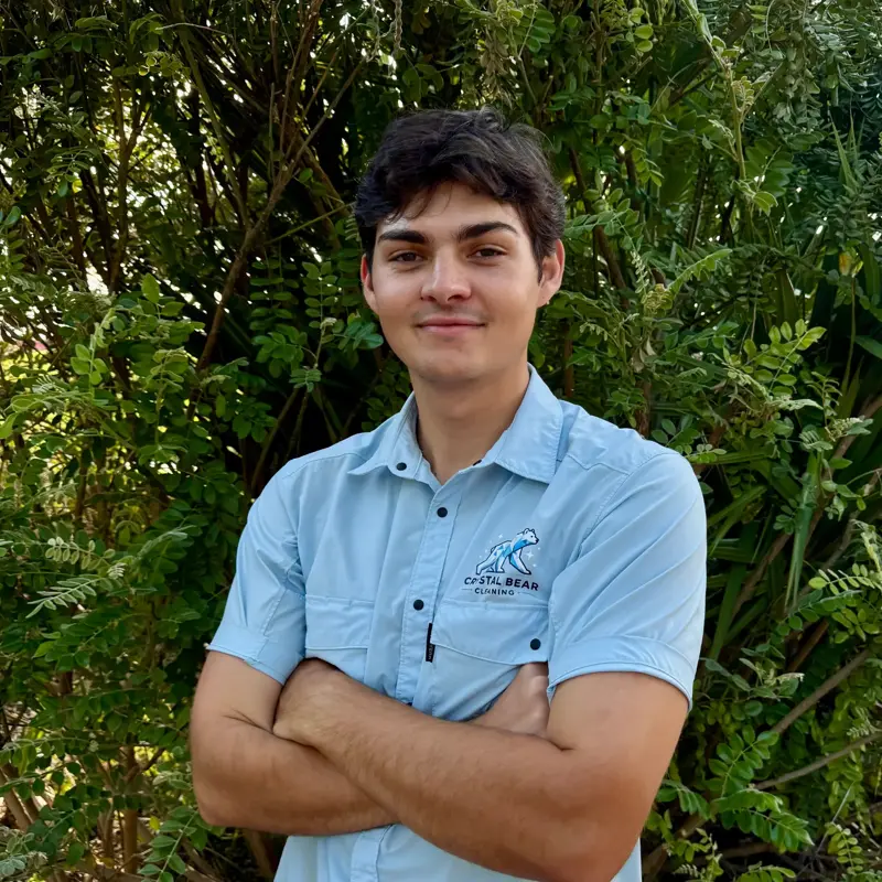 The owner of Crystal Bear Window Cleaning, in uniform